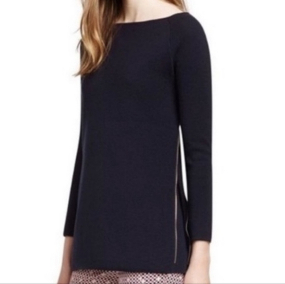 Tory Burch Merino Wool Side Zip Tunic Sweater - Picture 1 of 14